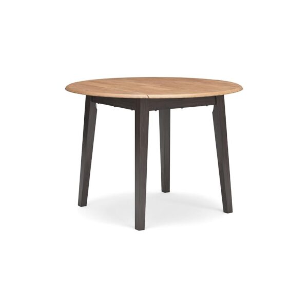 Gasy Dining Table, Extendable 26-42 Inch, Dark Brown Wood, 2 Leaves