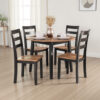 Gasy Dining Table, Extendable 26-42 Inch, Dark Brown Wood, 2 Leaves