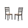 Gasy Dining Chair Set of 2, 17 Inch, Dark Brown Wood, Contoured Seat