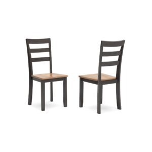 Gasy Dining Chair Set of 2, 17 Inch, Dark Brown Wood, Contoured Seat