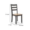 Gasy Dining Chair Set of 2, 17 Inch, Dark Brown Wood, Contoured Seat