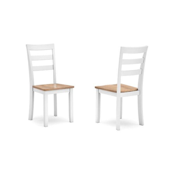 Gasy Dining Chair Set of 2, 22 Inch White and Brown Mango Wood Veneer