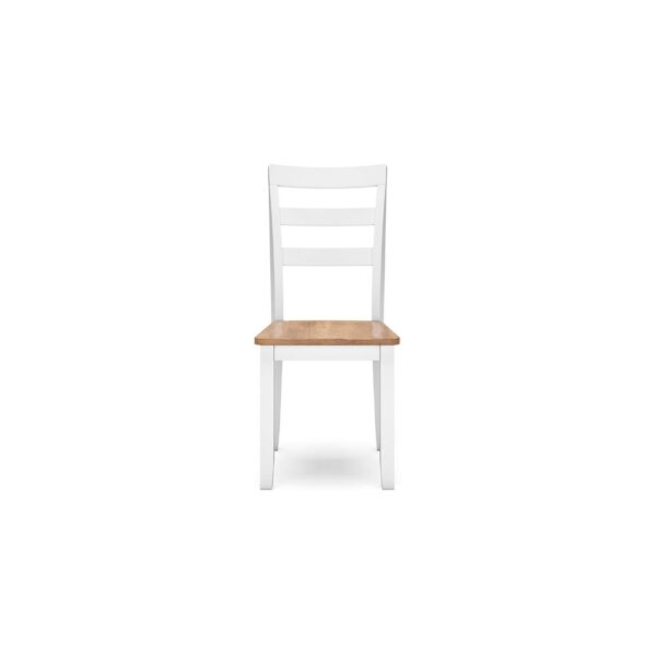 Gasy Dining Chair Set of 2, 22 Inch White and Brown Mango Wood Veneer