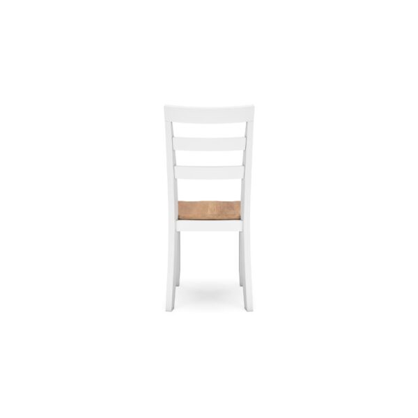 Gasy Dining Chair Set of 2, 22 Inch White and Brown Mango Wood Veneer