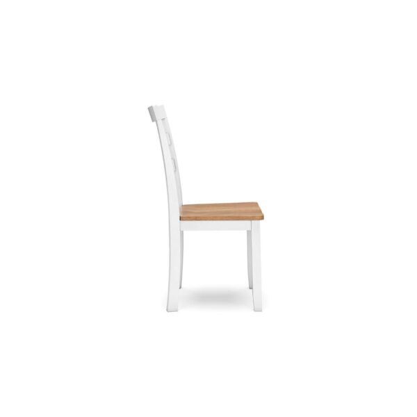 Gasy Dining Chair Set of 2, 22 Inch White and Brown Mango Wood Veneer