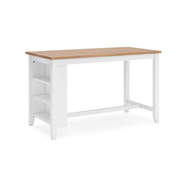 Gasy Counter Height Dining Table, 60 Inch White Brown Mango Wood