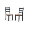 Gasy Dining Side Chair Set of 2, Dark Blue Solid Wood Brown Mango Seat
