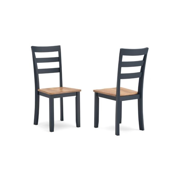 Gasy Dining Side Chair Set of 2, Dark Blue Solid Wood Brown Mango Seat
