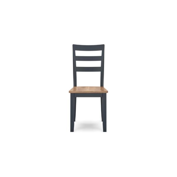 Gasy Dining Side Chair Set of 2, Dark Blue Solid Wood Brown Mango Seat