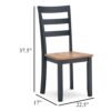 Gasy Dining Side Chair Set of 2, Dark Blue Solid Wood Brown Mango Seat
