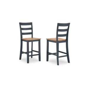 15022026699217e40bb00.jpeg Gasy Counter Height Chair Set of 2, Dark Blue Solid Wood, Brown Seat