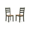 Gasy Dining Side Chair Set of 2, Dark Green Solid Wood, Contoured Seat