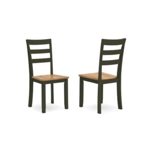 Gasy Dining Side Chair Set of 2, Dark Green Solid Wood, Contoured Seat