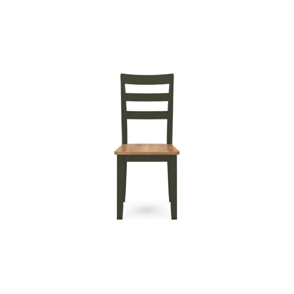 Gasy Dining Side Chair Set of 2, Dark Green Solid Wood, Contoured Seat