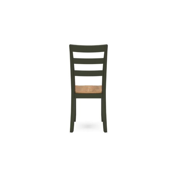 Gasy Dining Side Chair Set of 2, Dark Green Solid Wood, Contoured Seat