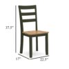 Gasy Dining Side Chair Set of 2, Dark Green Solid Wood, Contoured Seat