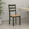 Gasy Dining Side Chair Set of 2, Dark Green Solid Wood, Contoured Seat