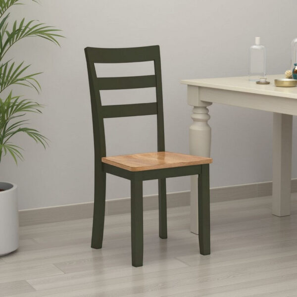 Gasy Dining Side Chair Set of 2, Dark Green Solid Wood, Contoured Seat