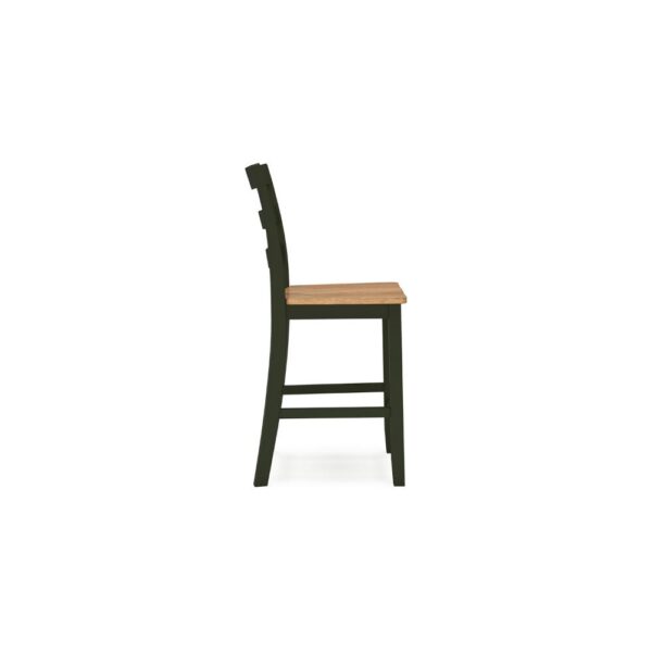 Gasy Counter Height Chair Set of 2, Dark Green Solid Wood, Brown Seat