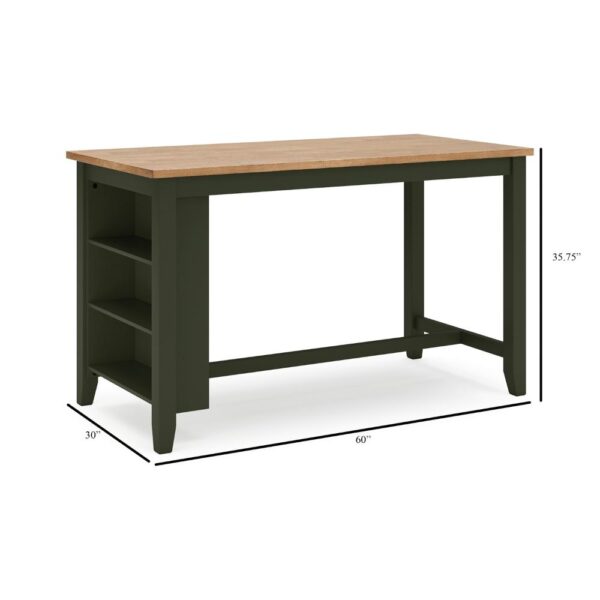 Gasy Counter Height Dining Table, 60 Inch, Green Mango Wood, Brown