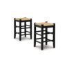 Anya Counter Height Stool Set of 2, Brown Woven Seat, 23 Inch, Black