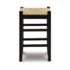 Anya Counter Height Stool Set of 2, Brown Woven Seat, 23 Inch, Black
