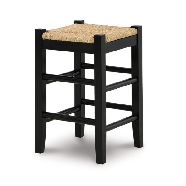 Anya Counter Height Stool Set of 2, Brown Woven Seat, 23 Inch, Black