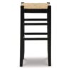 Anya Bar Height Stool, Woven Seagrass Seat, 30 Inch, Black Wood Frame