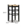 Anya Bar Height Stool, Woven Seagrass Seat, 30 Inch, Black Wood Frame