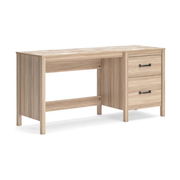 Bette Home Office Desk, 60 Inch Rectangular Brown Top w Side Cabinet