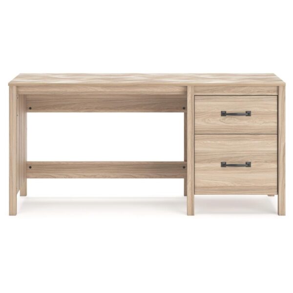 Bette Home Office Desk, 60 Inch Rectangular Brown Top w Side Cabinet