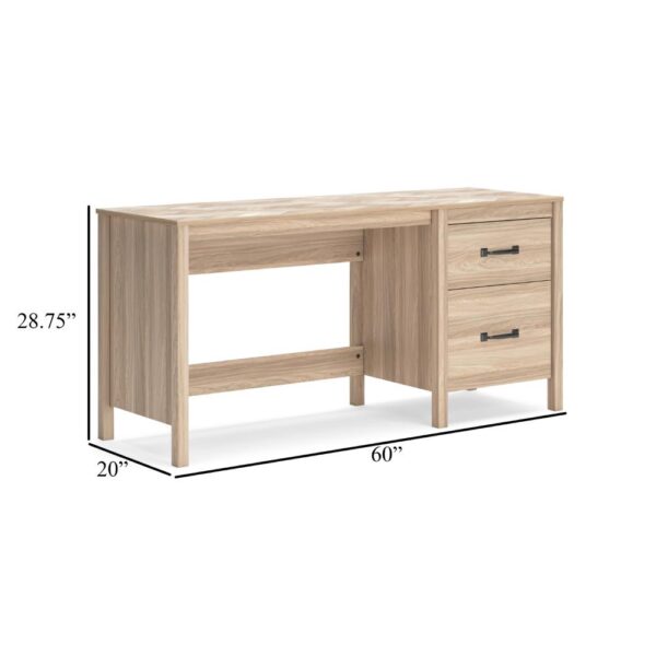 Bette Home Office Desk, 60 Inch Rectangular Brown Top w Side Cabinet