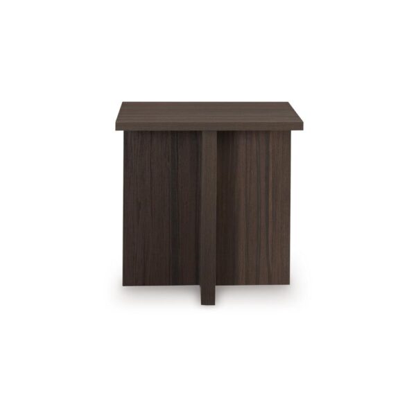 Zeny 2pc Coffee and Side Table Set, Geometric Cross Base, Dark Brown