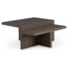 Zeny 2pc Coffee and Side Table Set, Geometric Cross Base, Dark Brown