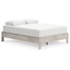 Shawn Queen Size Minimalist Platform Bed, Light Gray Wood, Low Profile