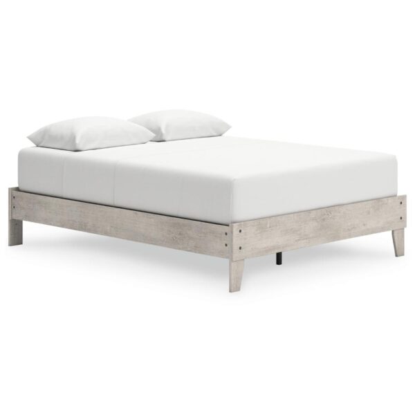 Shawn Queen Size Minimalist Platform Bed, Light Gray Wood, Low Profile
