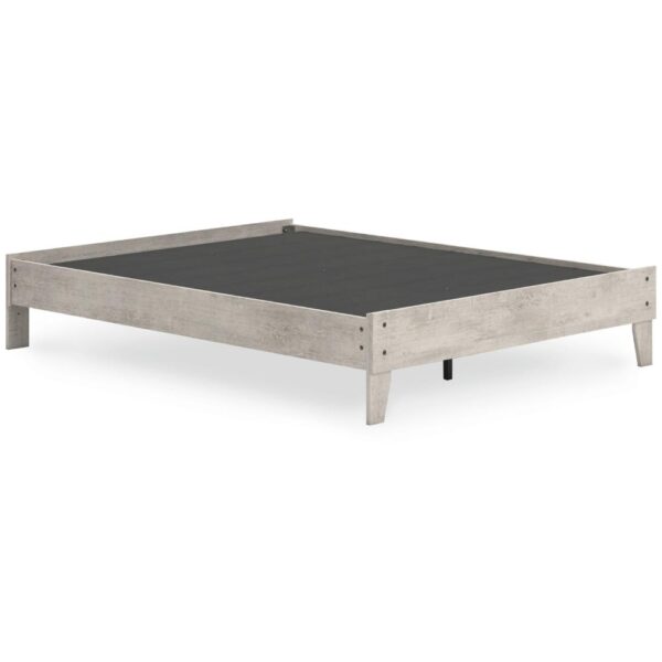 Shawn Queen Size Minimalist Platform Bed, Light Gray Wood, Low Profile