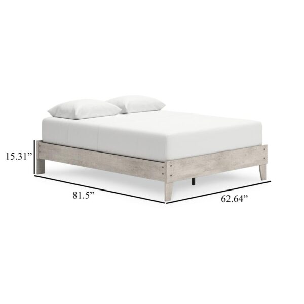 Shawn Queen Size Minimalist Platform Bed, Light Gray Wood, Low Profile