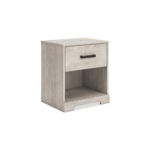 Shawn Nightstand, 1 Drawer and 1 Shelf, Light Gray Wood, 20 Inch