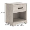 Shawn Nightstand, 1 Drawer and 1 Shelf, Light Gray Wood, 20 Inch