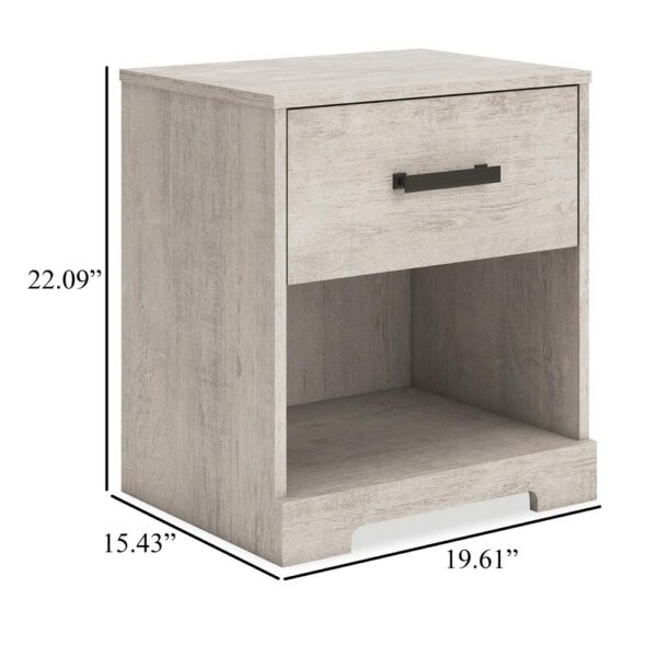 Shawn Nightstand, 1 Drawer and 1 Shelf, Light Gray Wood, 20 Inch