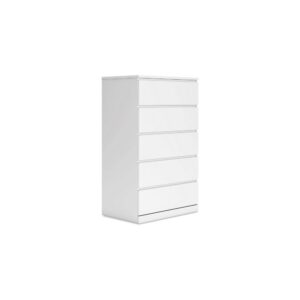 15022026699218b15c9e0.jpeg Onira Tall Dresser Chest, 5 Spacious Drawers, Modern White, 49 Inch