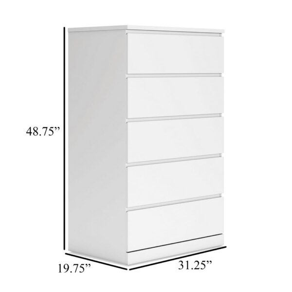 15022026699218b7900bc.jpeg Onira Tall Dresser Chest, 5 Spacious Drawers, Modern White, 49 Inch