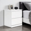 Onira Nightstand, 2 Spacious Drawers, Modern White Wood, 18 Inch