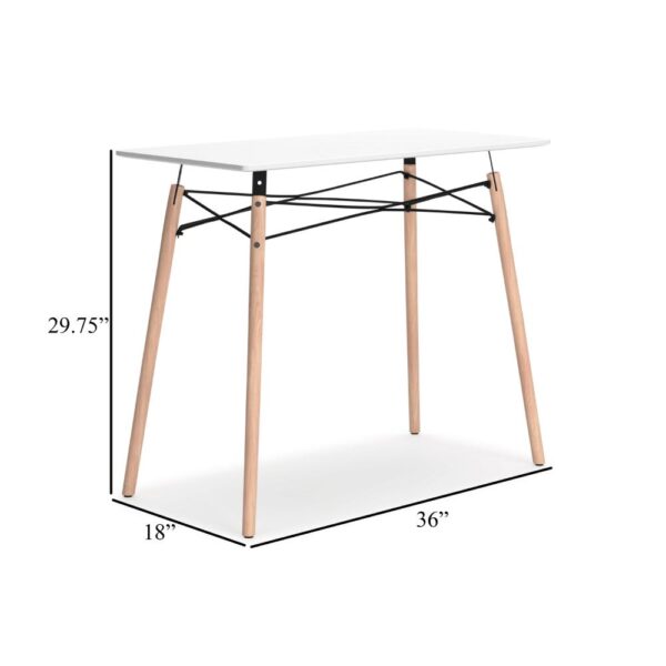 Laara Home Office Desk, White, Brown Wood, Metal Leg Braces, 36 Inch