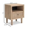 15022026699218f1f2266.jpeg Ciel Nightstand w USB LED, Faux Linen Laminate, Cane Drawer, Oak Brown