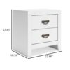 15022026699218fed0ac6.jpeg Feo Bedside Nightstand, 2 Drawers, White Okoume Finish, Solid Hardwood