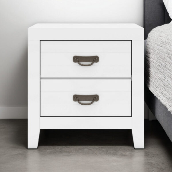 1502202669921900990fd.jpeg Feo Bedside Nightstand, 2 Drawers, White Okoume Finish, Solid Hardwood