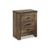 Zoey Nightstand w 2 Drawers, USB Port, Rustic Brown Plank Details