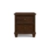 Reno Nightstand, 2 Drawers, Nickel Round Knobs, Rich Brown Solid Wood